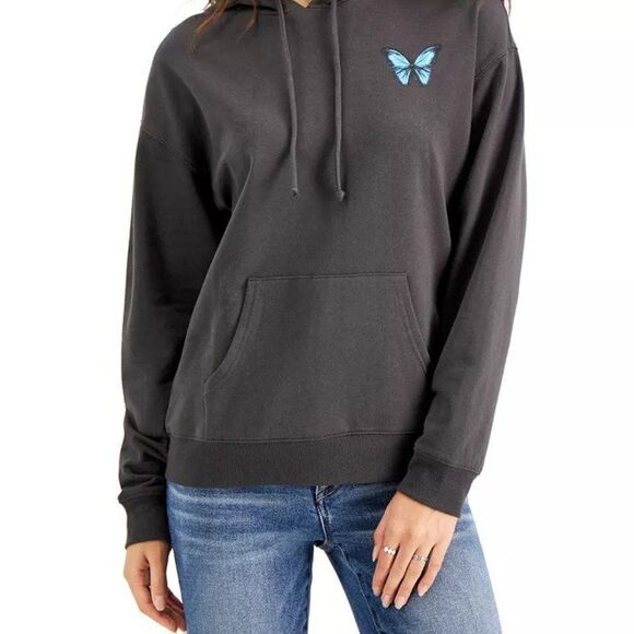 Rebellious One Juniors' Long-Sleeve Thankful Back Graphic Hooded Sweatshirt - Picture 2 of 2